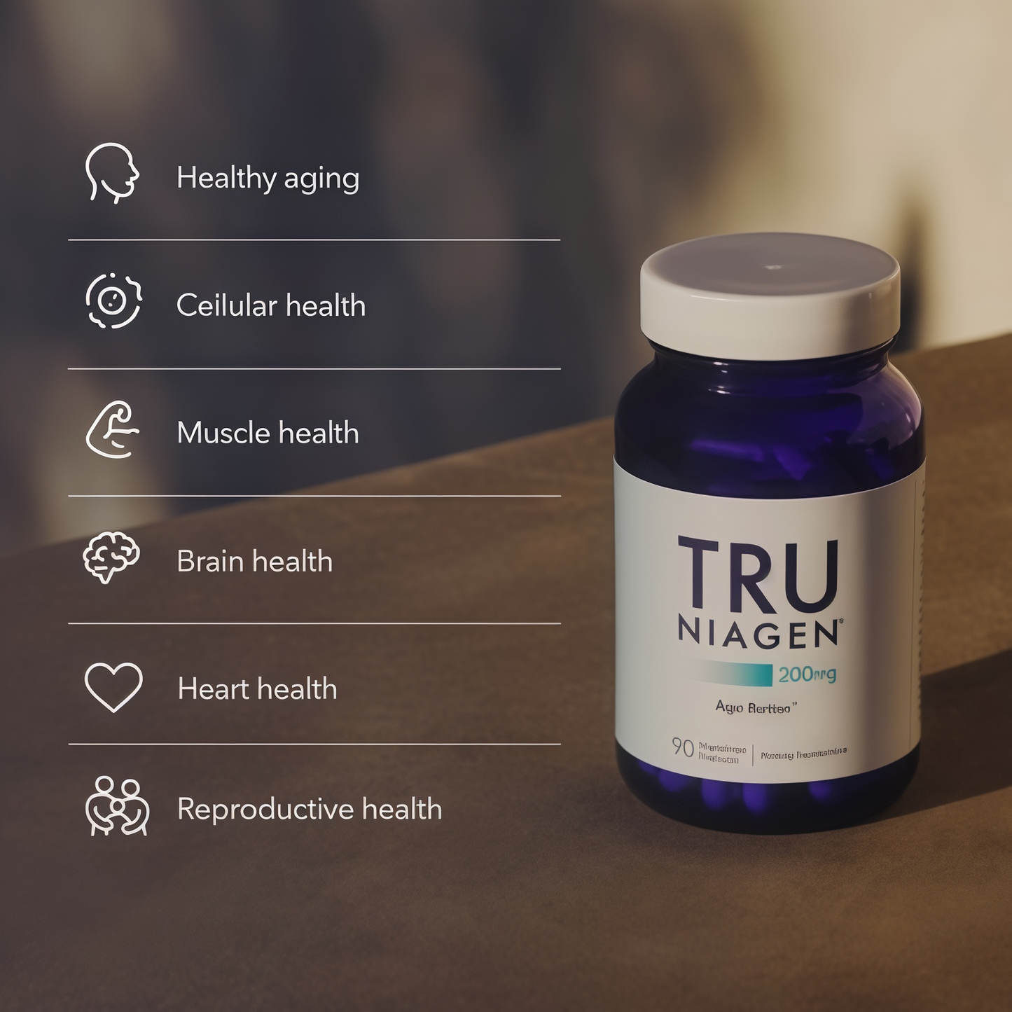 TRU NIAGEN Patented NAD+ Supplement, 300mg Niagen, 30 Servings | Nicotinamide Riboside (NR) Take 1 Daily | 1 Bottle